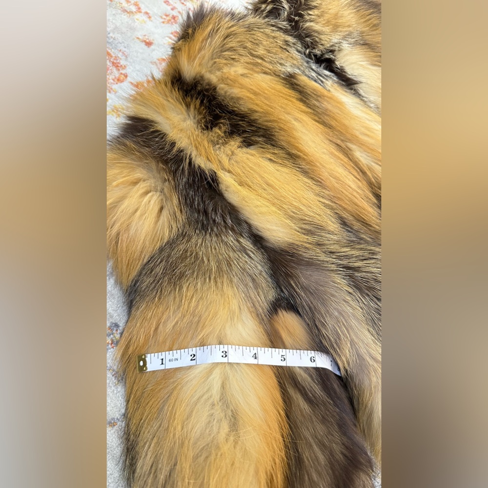 Long Golden Brown Fox Fur Trench Coat - Picture 10 of 14